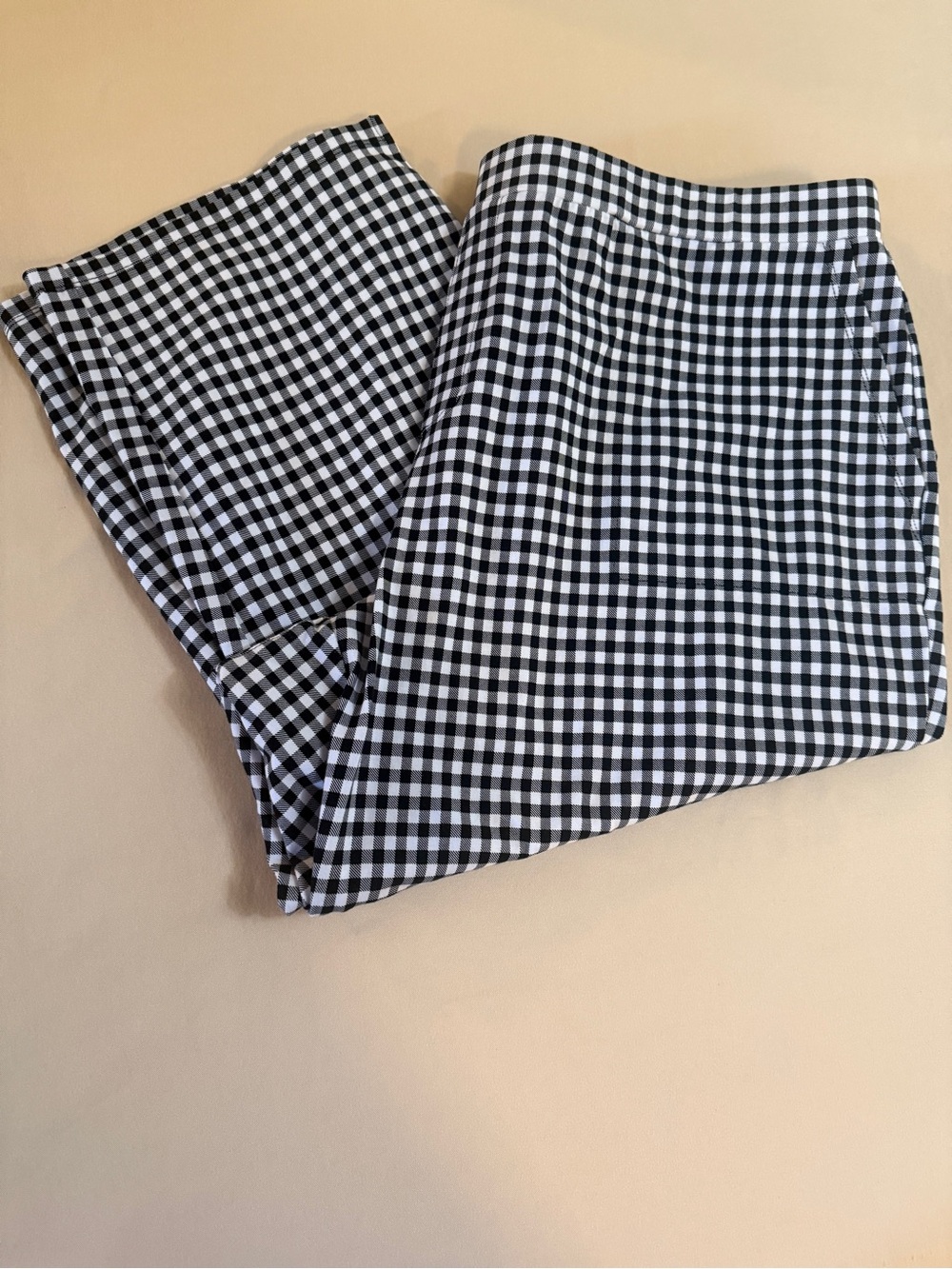 Susan Graver QVC Black White Gingham Crop Pants 2XP Cotton Stretch Pull On - Picture 4 of 12